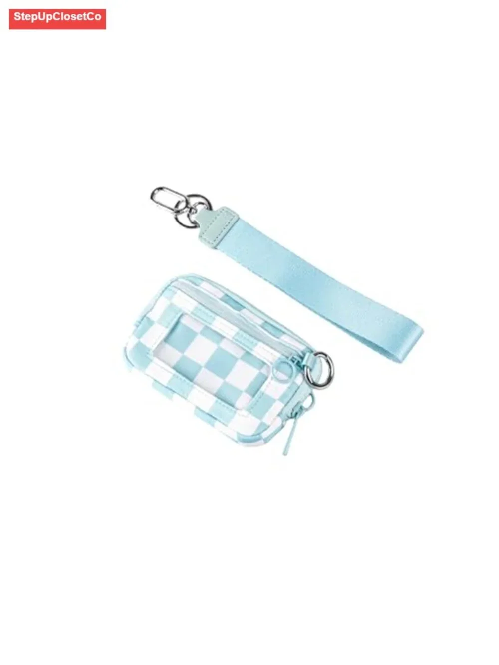 Mini Zip Wallet for Women with Clear ID Window, Water-Resistant Nylon Wristlet